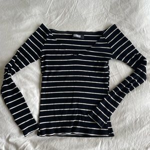 Reformation Black & White Striped Long Sleeve